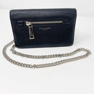 MARC JACOBS | Gotham Pebbled Leather Crossbody Wallet Clutch Black